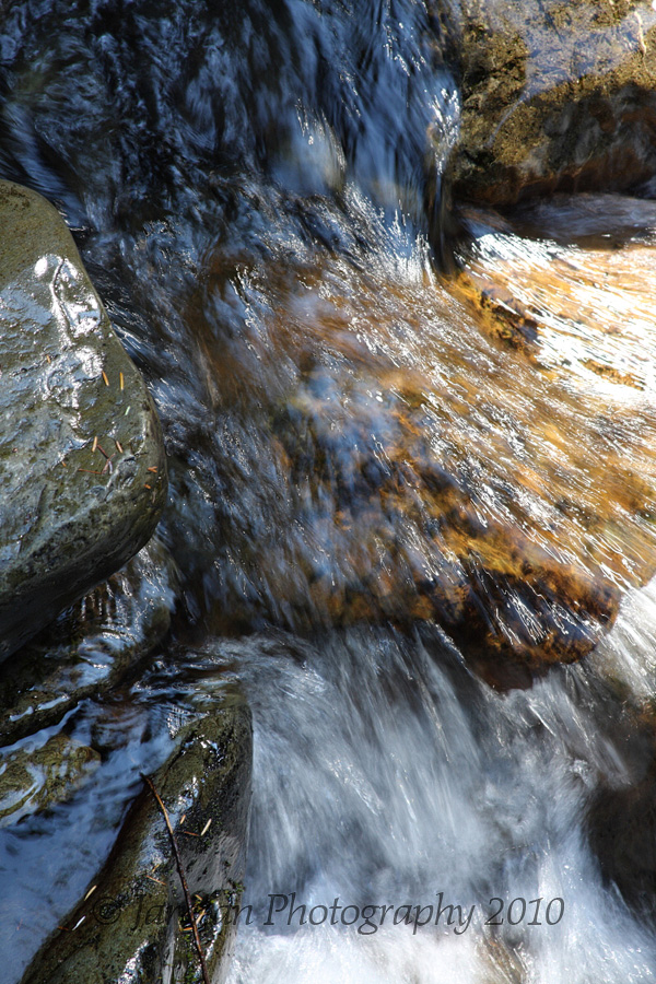 close-up of rushing water over a rock